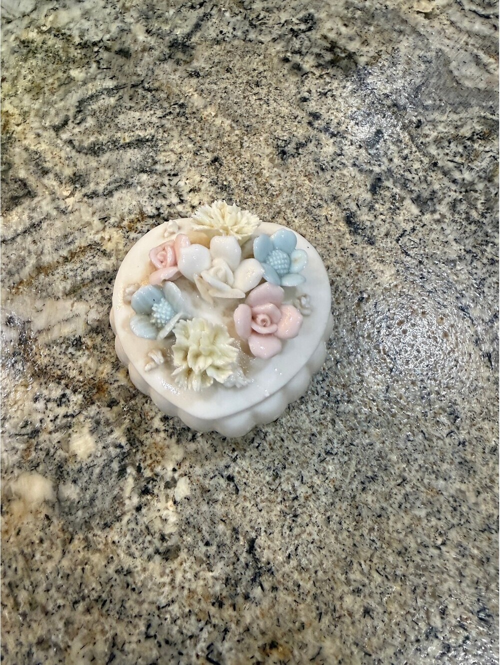 Victorian-Style Porcelain Trinket Box with 3D Floral Decoration by Arnart Creons